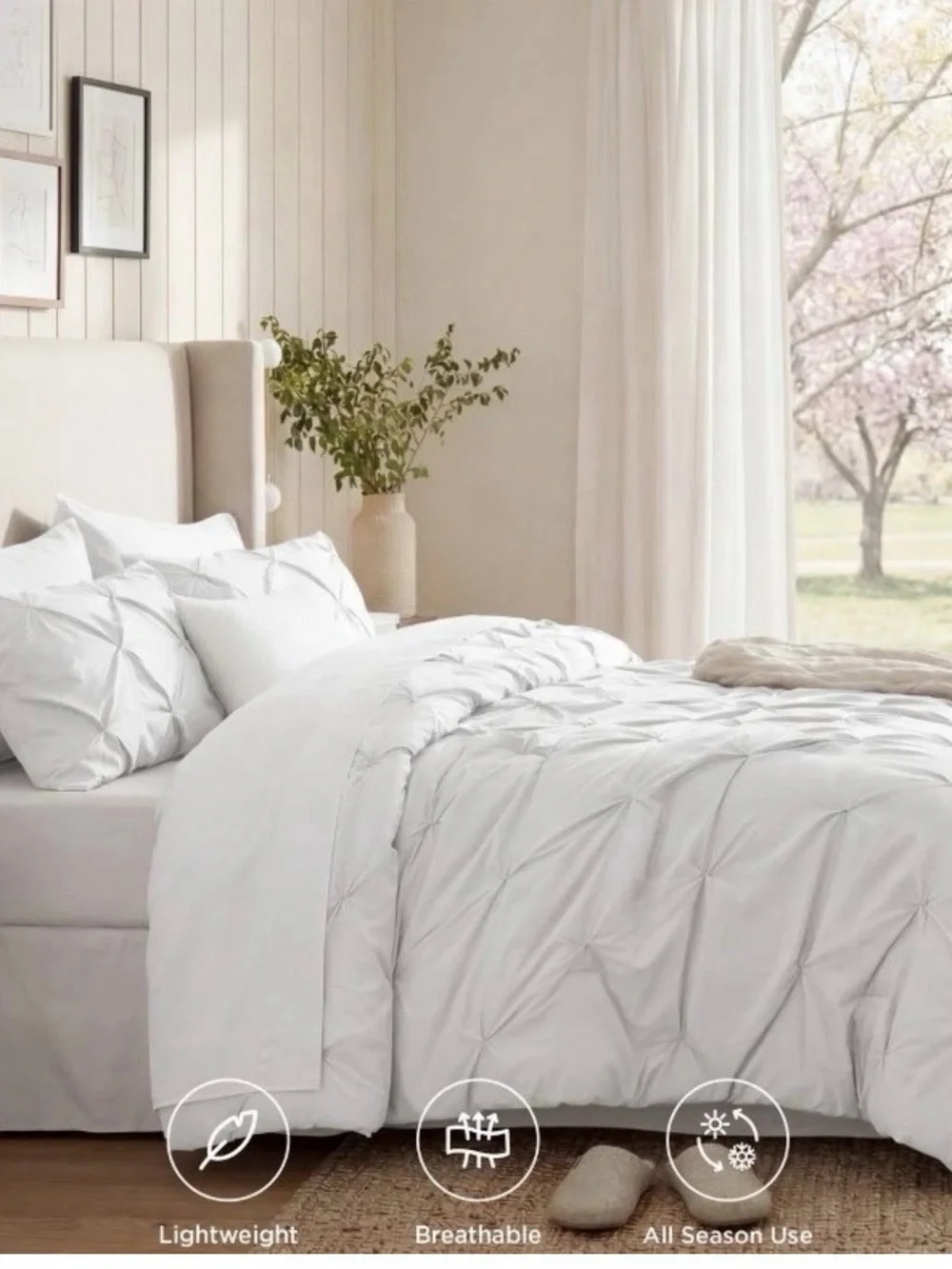 White Pintuck Comforter Set 7 pc California King White
